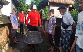 Turba, Ketua DPRD Tabanan Ikut Pembetonan Jalan Banjar di Desa Timpag